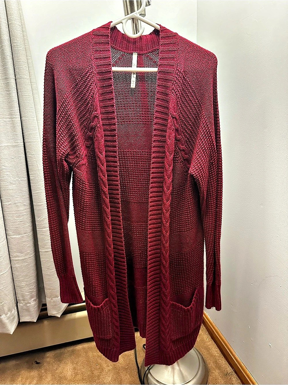 Leo & Nicole Open Front Cardigan in Red (Size Large)